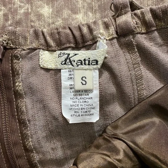 Katia Spaghetti Strap Straight Mini Dress Size S Brown - Picture 4 of 5